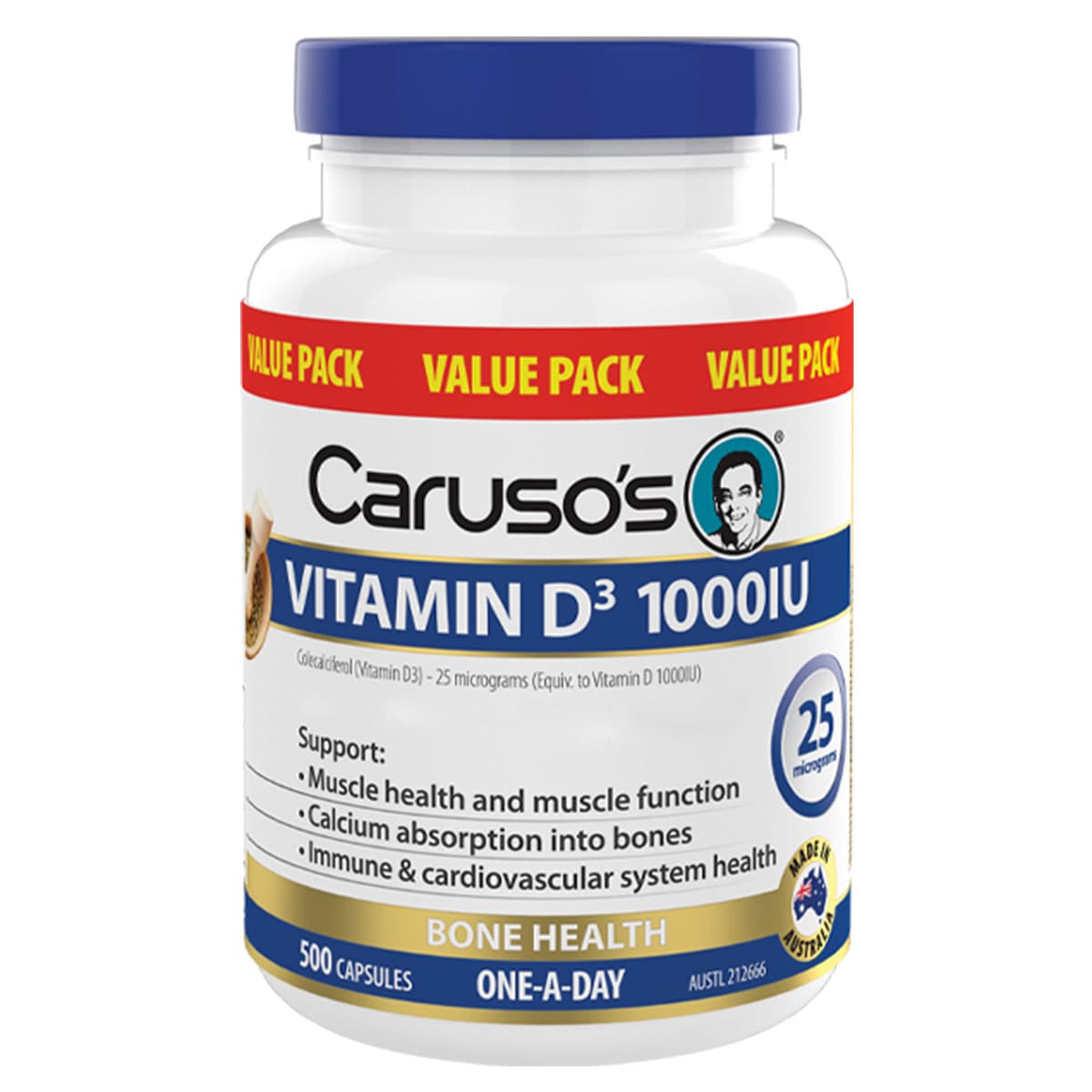 Carusos Vitamin D3 1000Iu 500 Capsules