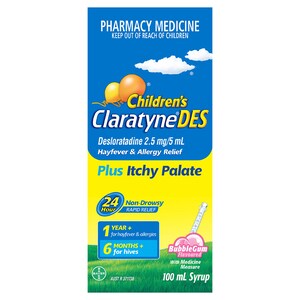 ClaratyneDES Children's Hayfever & Allergy Relief Syrup Bubblegum 100ml