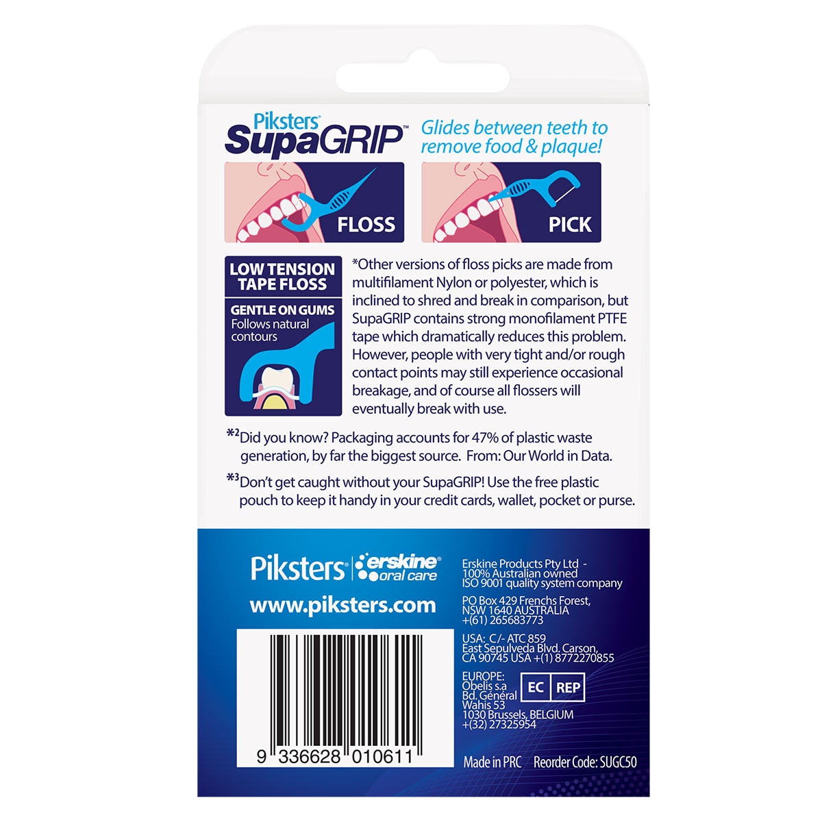 Piksters Supagrip Flosser Toothpick 50 Pack