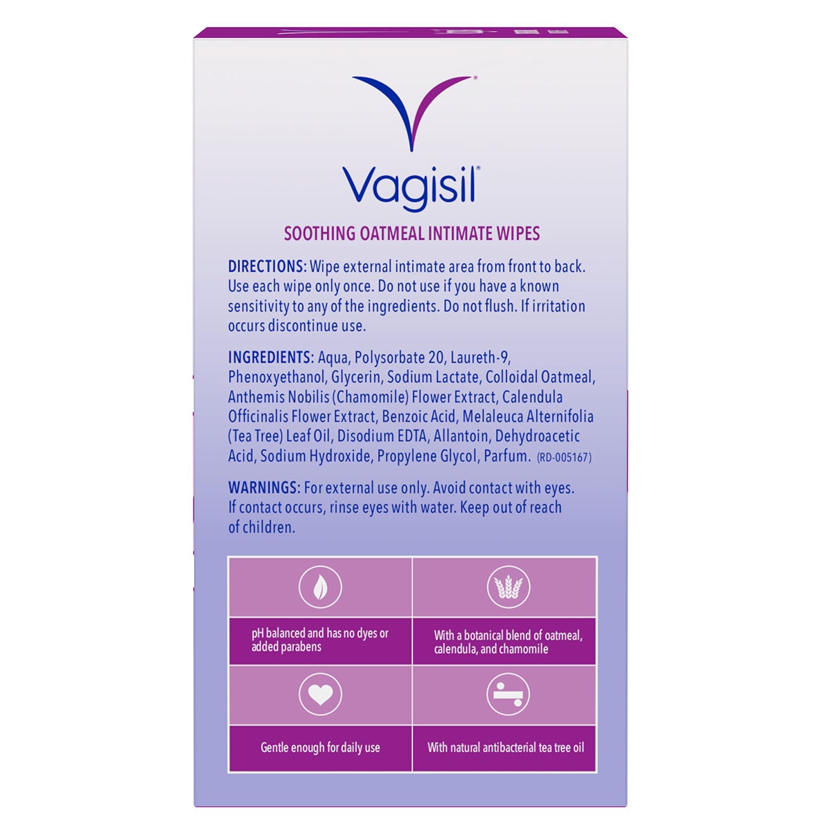 Vagisil Soothing Oatmeal Intimate Wipes 12 Pack