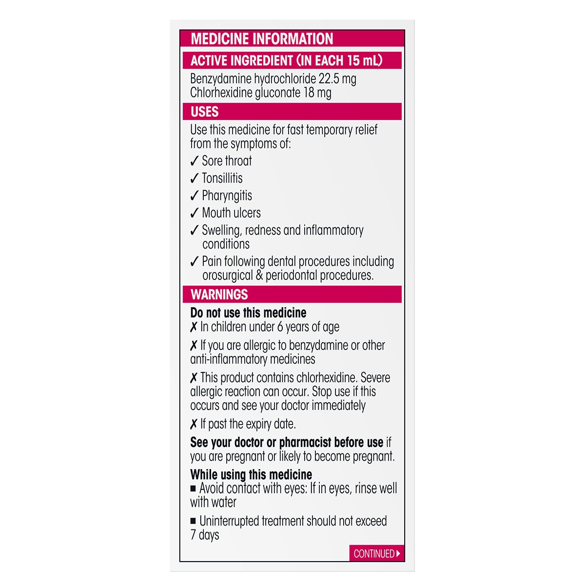 Difflam Plus Sore Throat & Mouth Solution + Antiseptic & Anti-Inflammatory 100ml