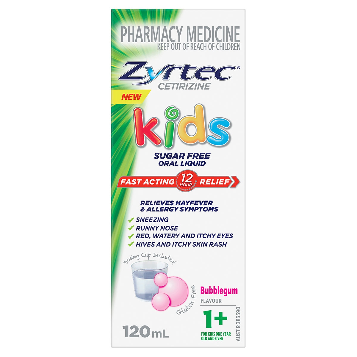 Zyrtec Kids Fast Acting Allergy & Hayfever Relief Oral Liquid Bubblegum 120ml