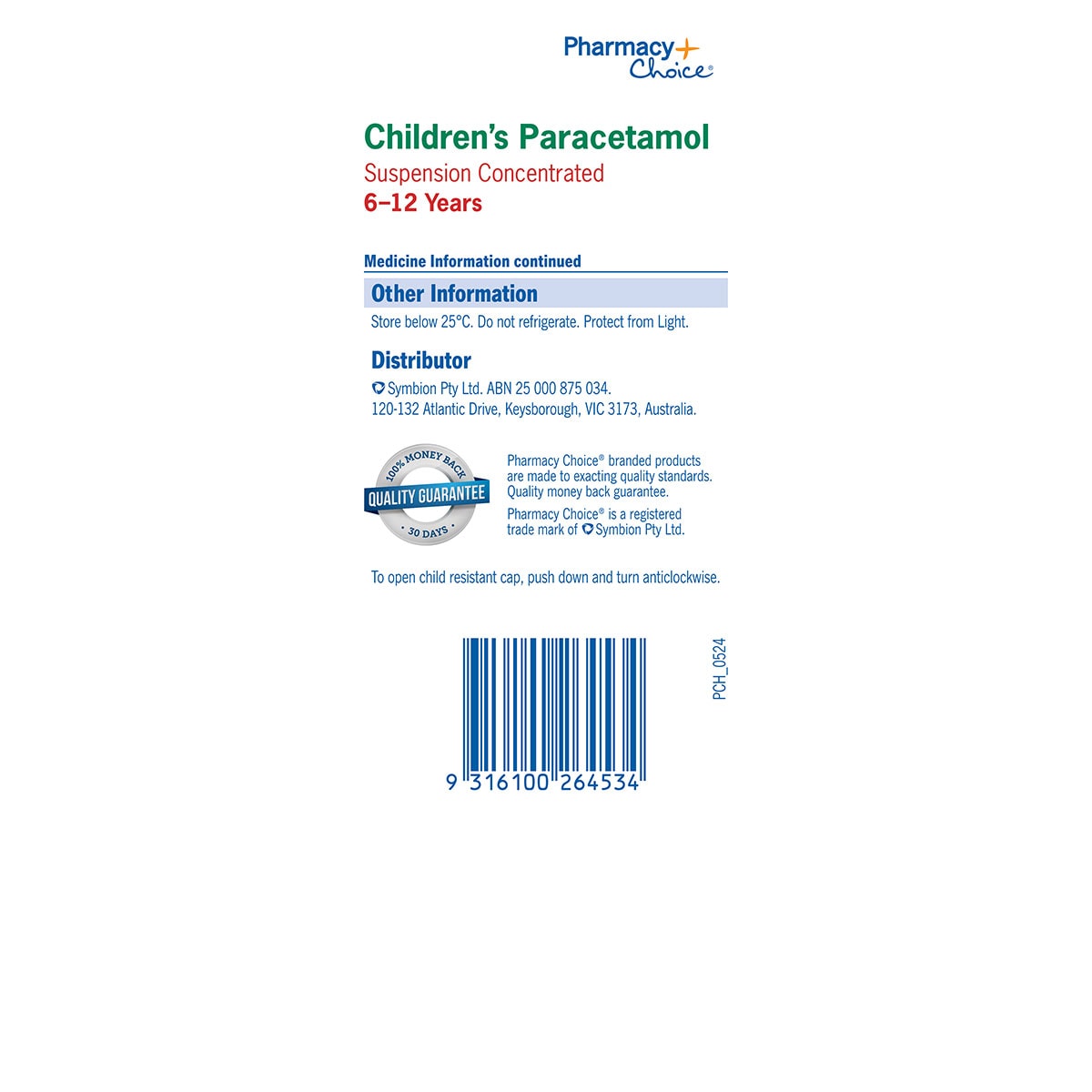 Pharmacy Choice Children's Paracetamol 6-12 Years 200ml