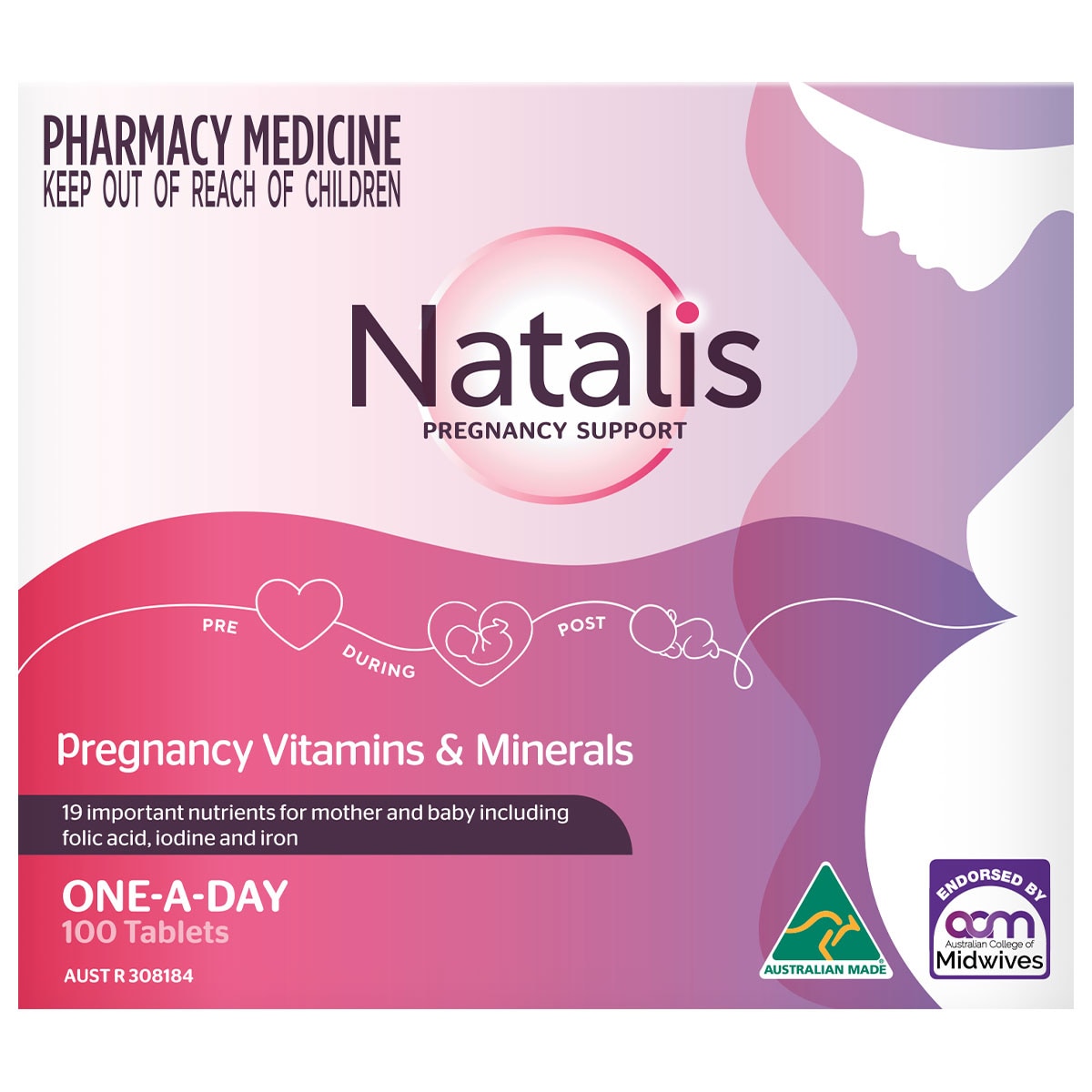 Natalis Pregnancy Support Vitamins & Minerals 100 Tablets