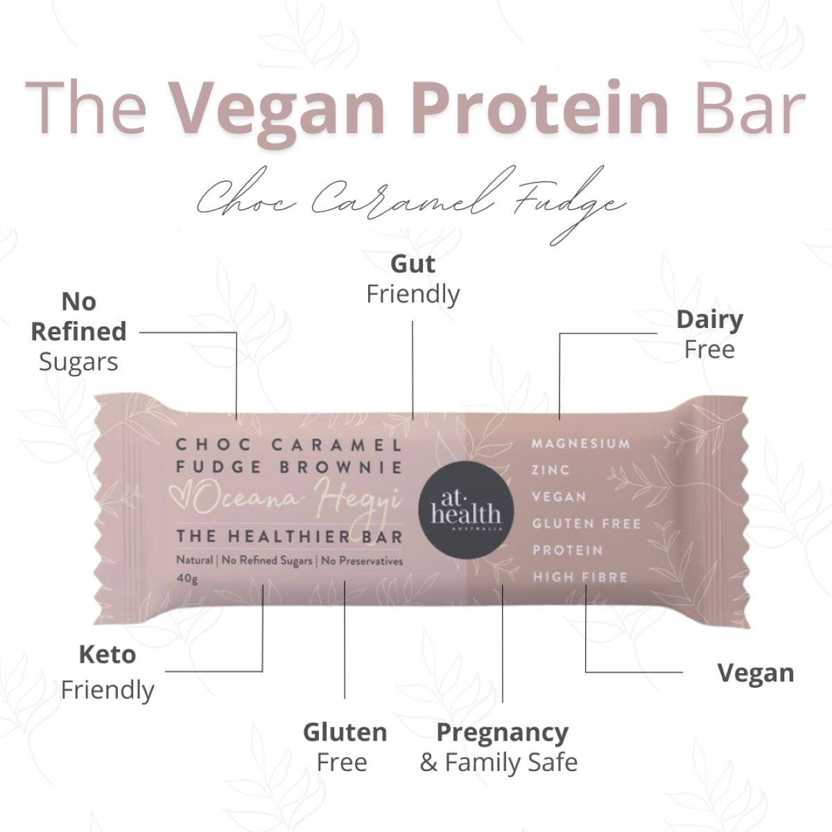 At Health Australia Natural Protein Bars Choc Caramel Fudge Brownie 12 x 40g