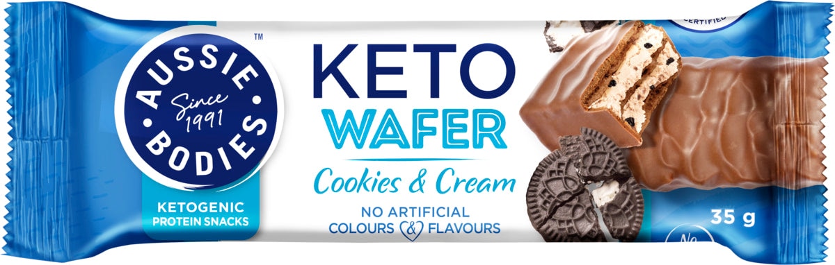 Aussie Bodies Keto Wafer Cookies & Cream 12 x 35g