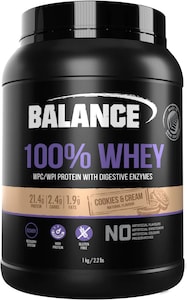 Balance 100% Whey Protein Powder Cookies & Cream 1kg