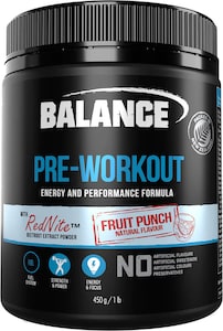 Balance Pre Workout Powder Fruit Punch 450g