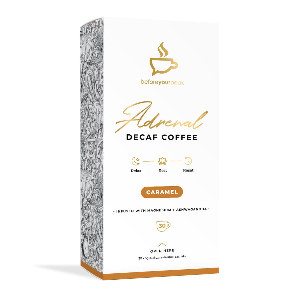Beforeyouspeak Coffee Adrenal Decaf Blend Caramel 30 x 5g