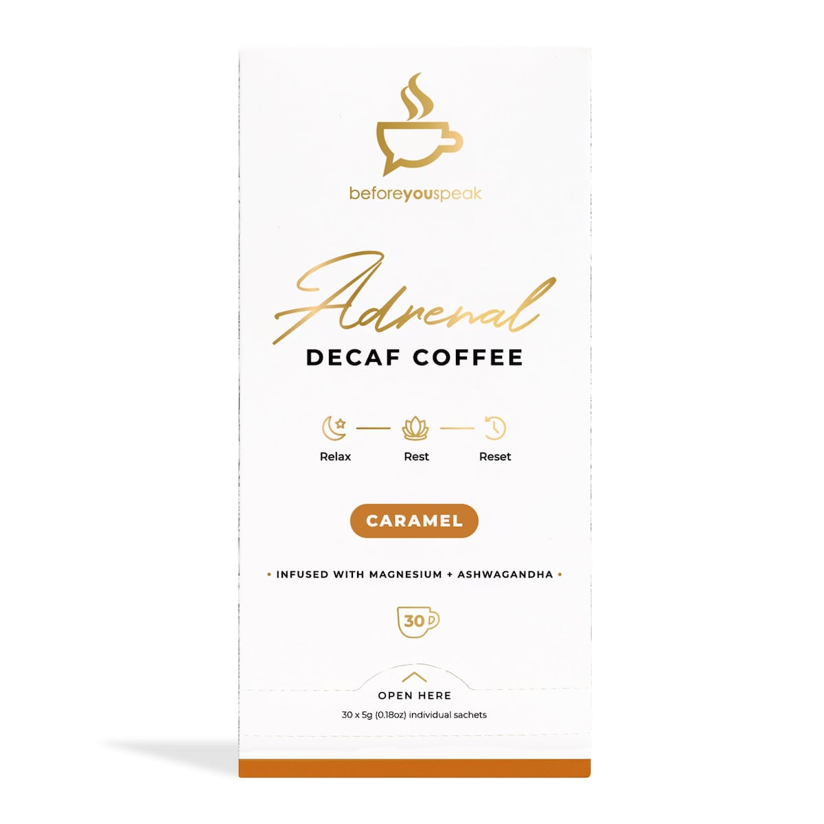 Beforeyouspeak Coffee Adrenal Decaf Blend Caramel 30 x 5g