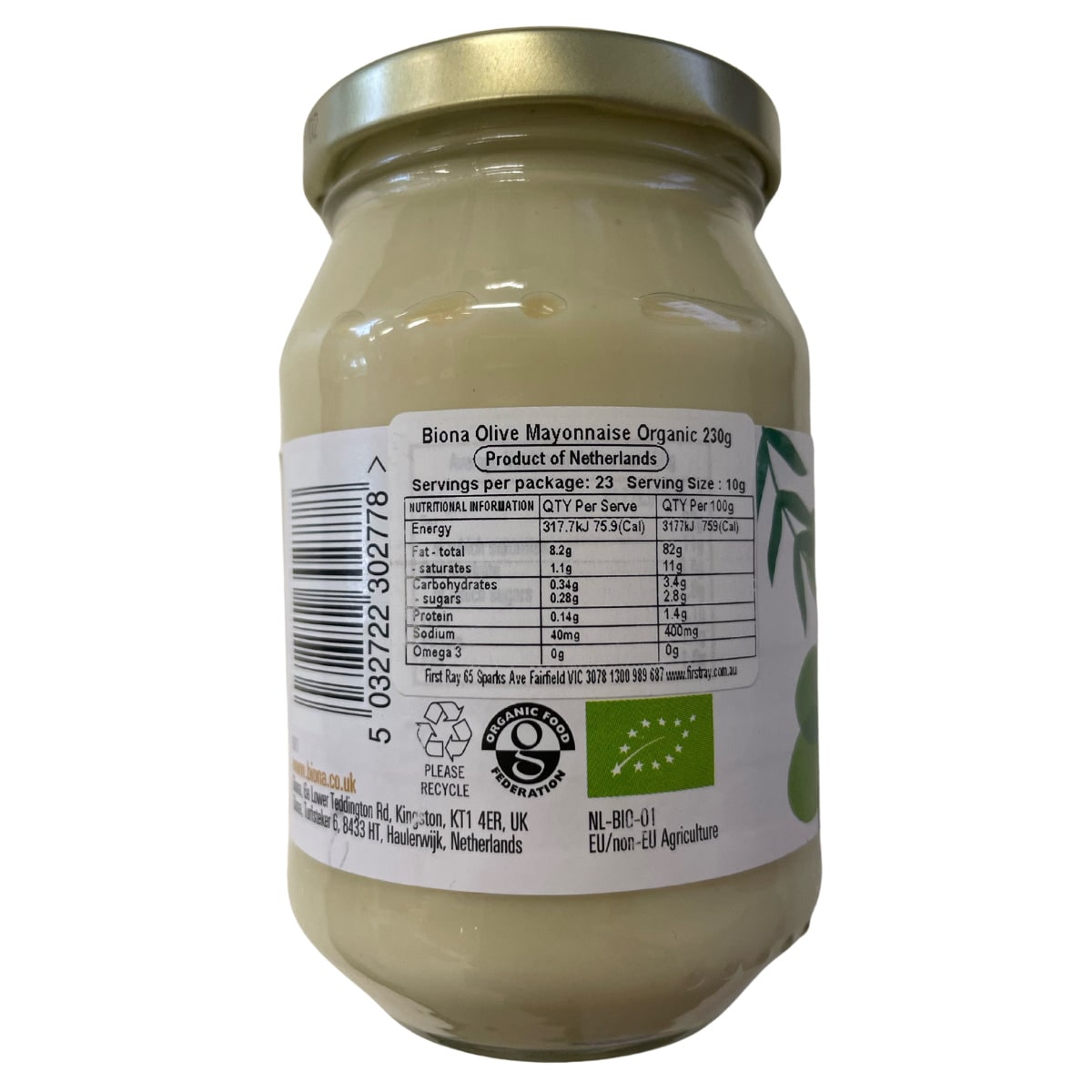 Biona Organic Mayonnaise with Olive Oil 230g