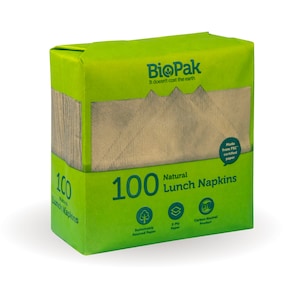 Biopak 1/4 Fold Natural Lunch Napkins 100 Pack