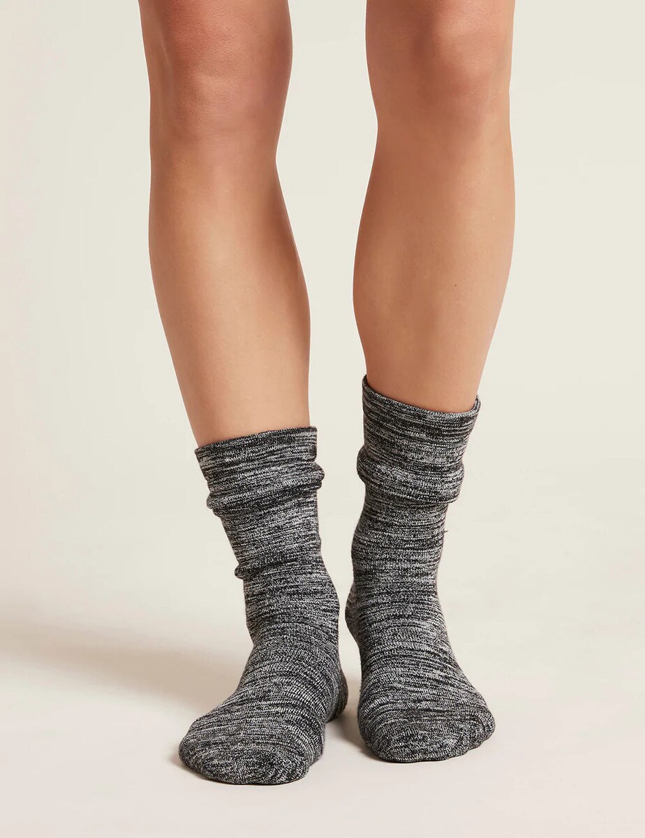 Boody Women's Chunky Bed Socks - 2.0 Black Marl
