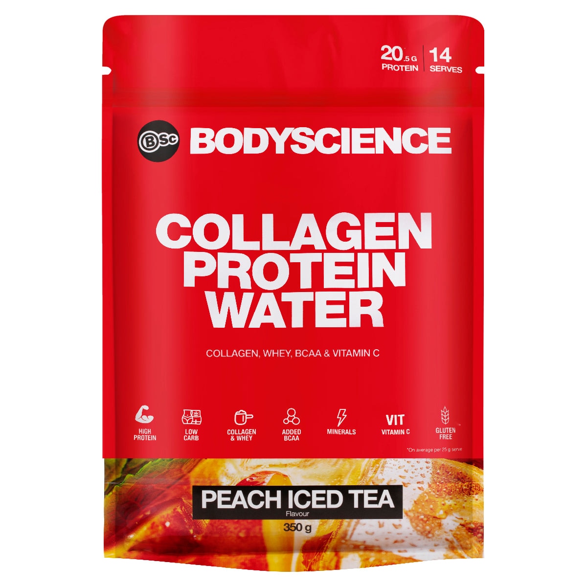 BSc Body Science Collagen Protein Water Peach Iced Tea 350g Australia