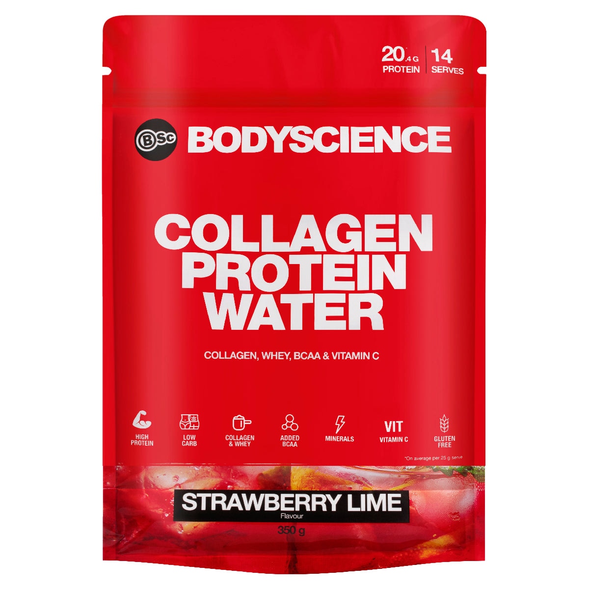 BSc Body Science Collagen Protein Water Strawberry Lime 350g Australia