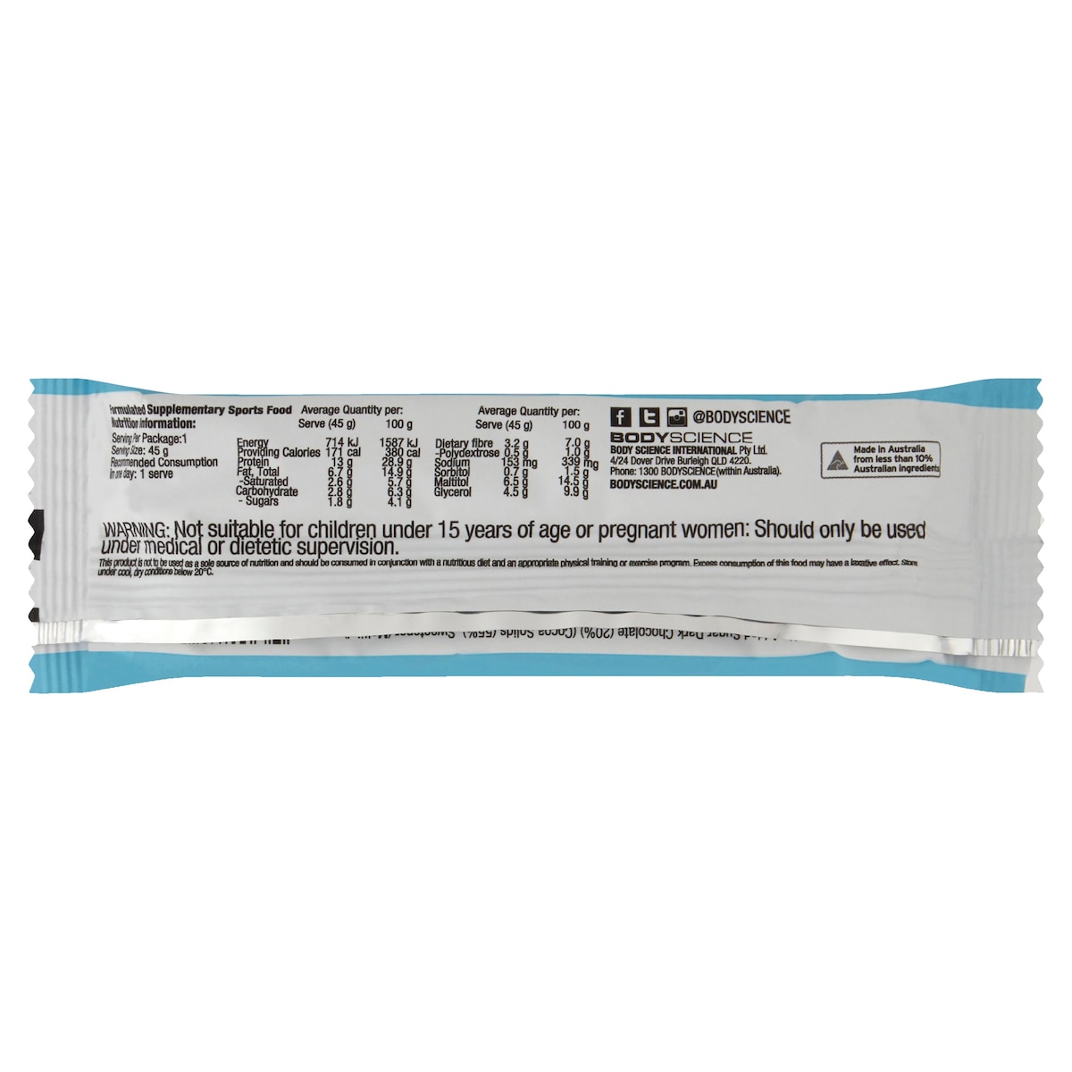 BSc Body Science High Protein Low Carb Plant Bar Cookies & Creme 12 x 45g