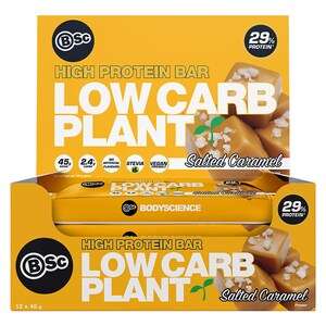 BSc Body Science High Protein Low Carb Plant Bar Salted Caramel 12 x 45g