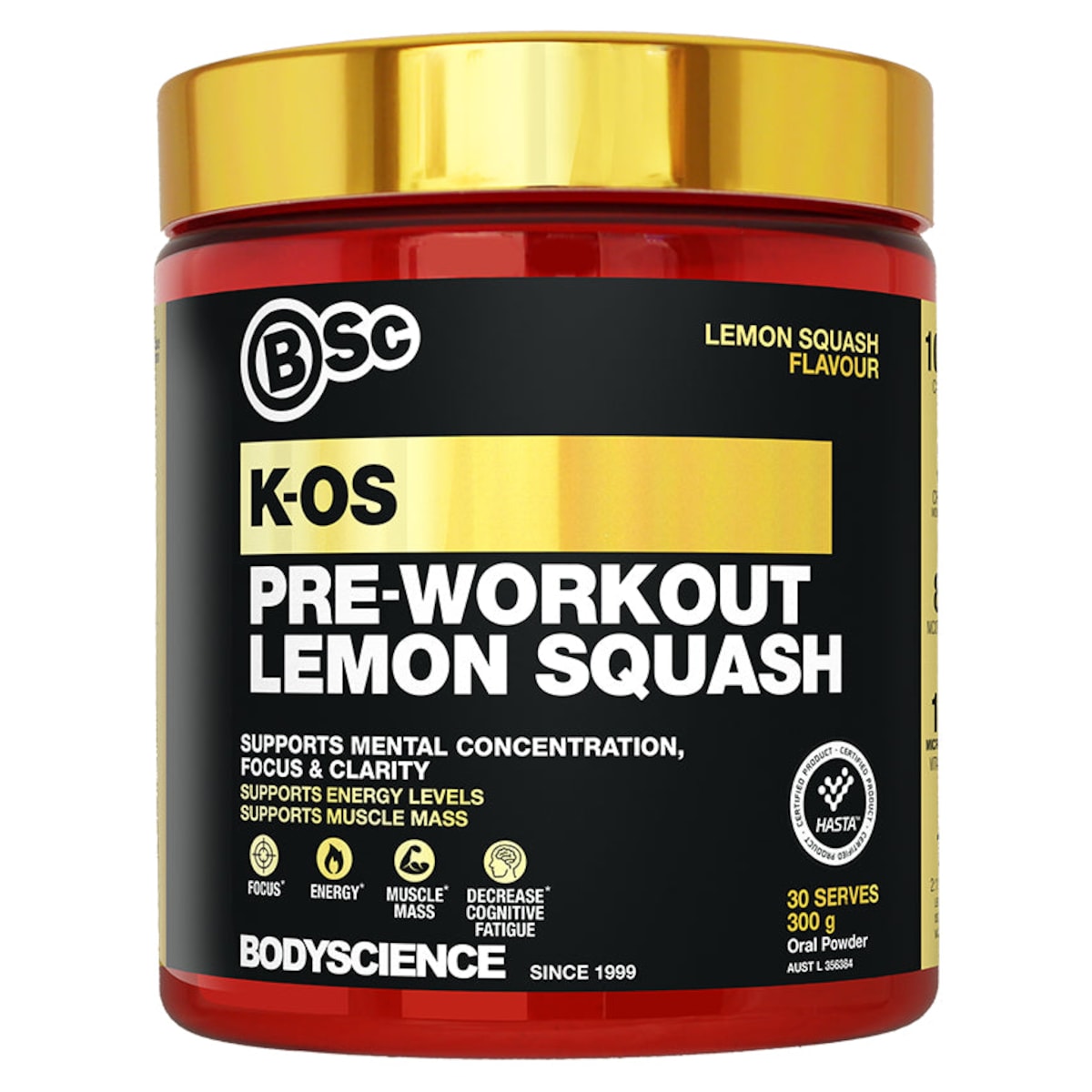 BSc Body Science K-OS Pre-Workout Lemon Squash 300g