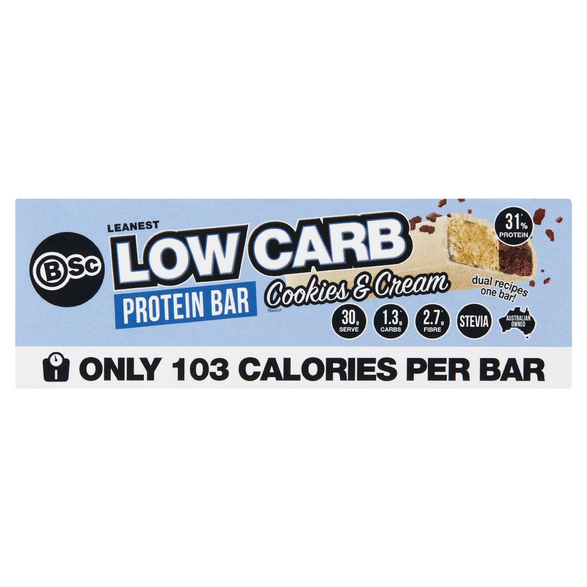 BSc Body Science Leanest Low Carb Protein Bar Cookies & Cream 7 x 30g