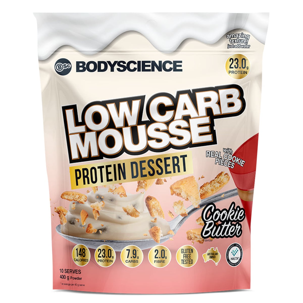 BSc Body Science Low Carb Mousse Protein Dessert Cookie Butter 400g