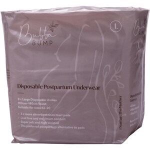 Bubba Bump Disposable Postpartum Underwear L 8 Pack