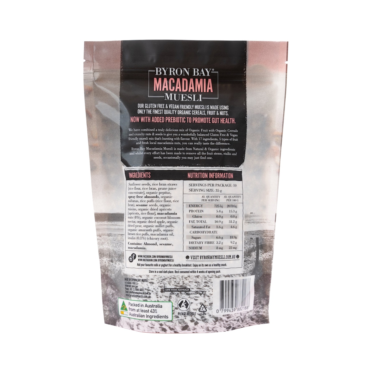 Byron Bay Macadamia Muesli Gluten Free Mix Vegan 350g