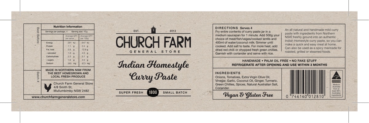 Church Farm Homestyle Indian Curry Paste 180g