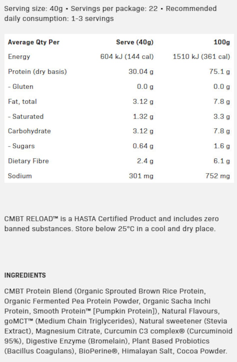 CMBT Reload Protein Vanilla 900g