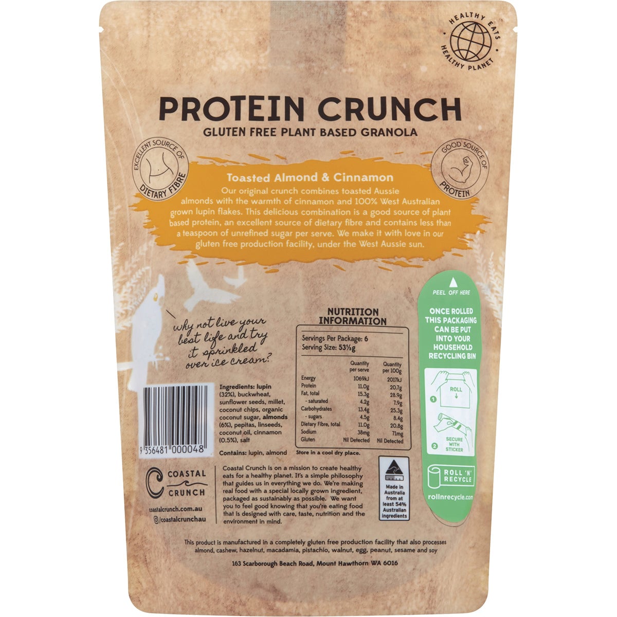 Coastal Crunch Protein Crunch Granola Toasted Almond & Cinnamon 320g