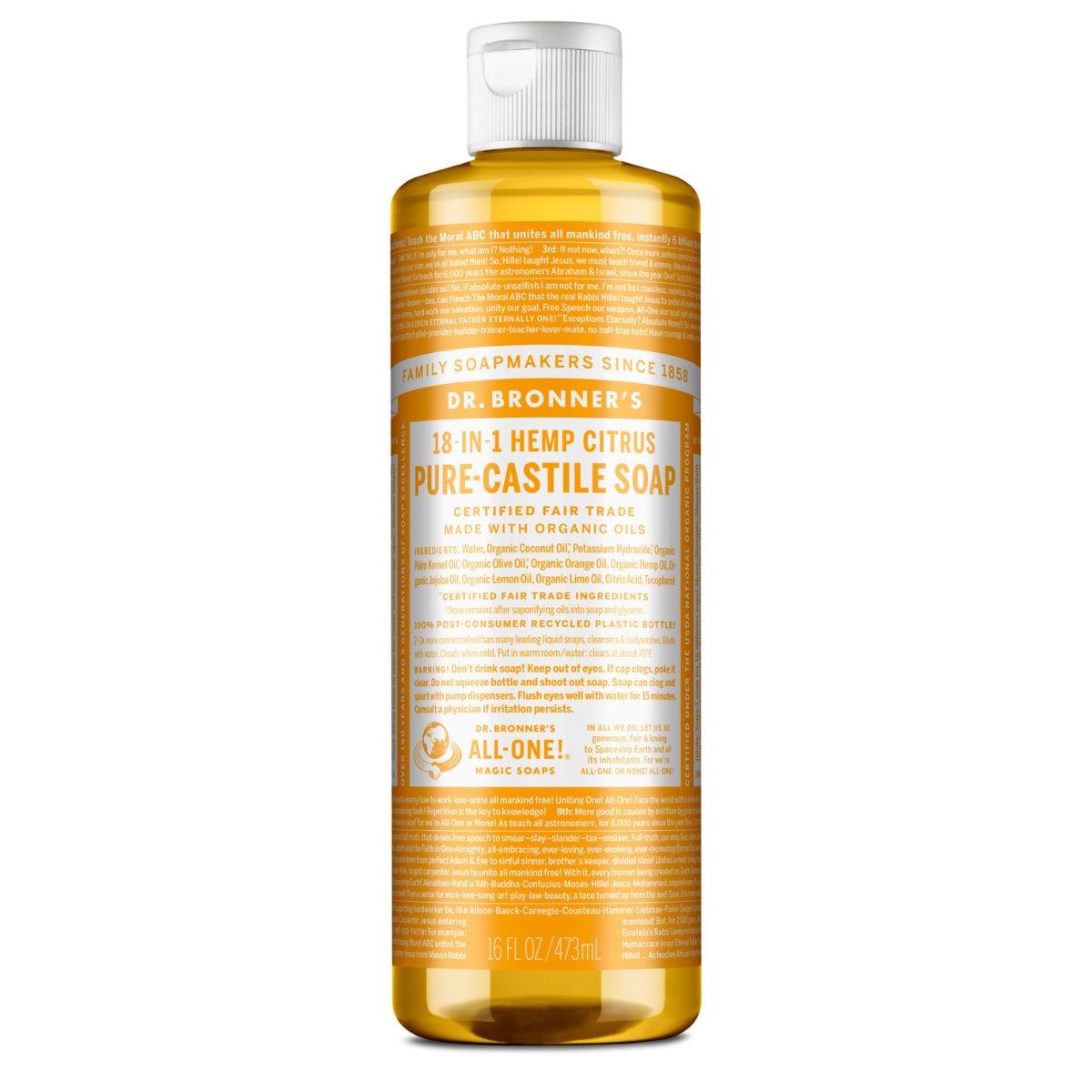 Dr Bronner's Pure Castile Liquid Soap Citrus 473ml