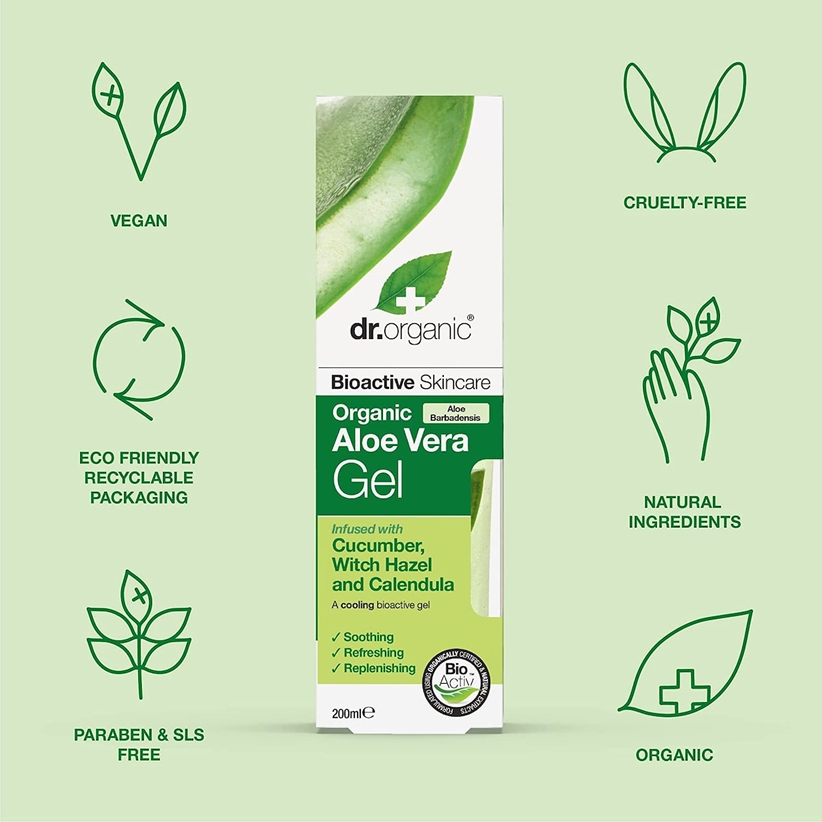 Dr Organic Aloe Vera Gel With Cucumber 200ml