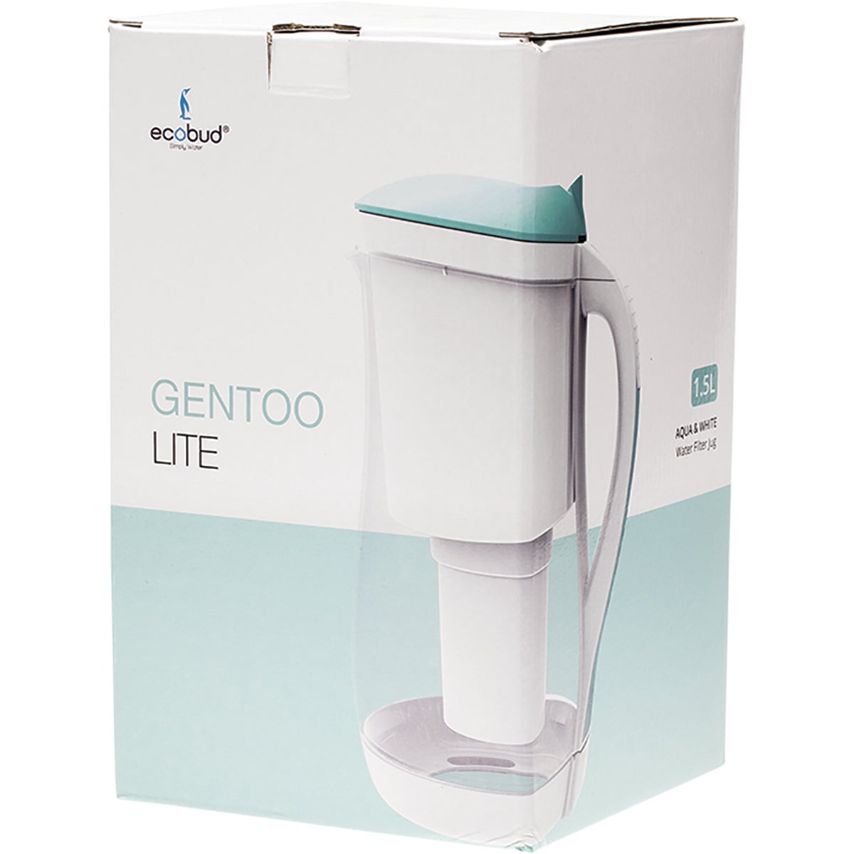 Ecobud Gentoo Lite Alkaline Water Filter Jug Aqua & White 1.5L