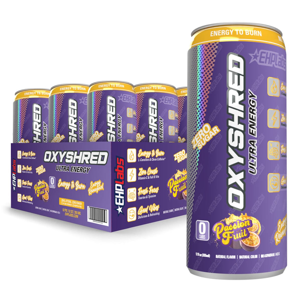 EHPlabs OxyShred Ultra Energy RTD Passionfruit 12 x 355ml