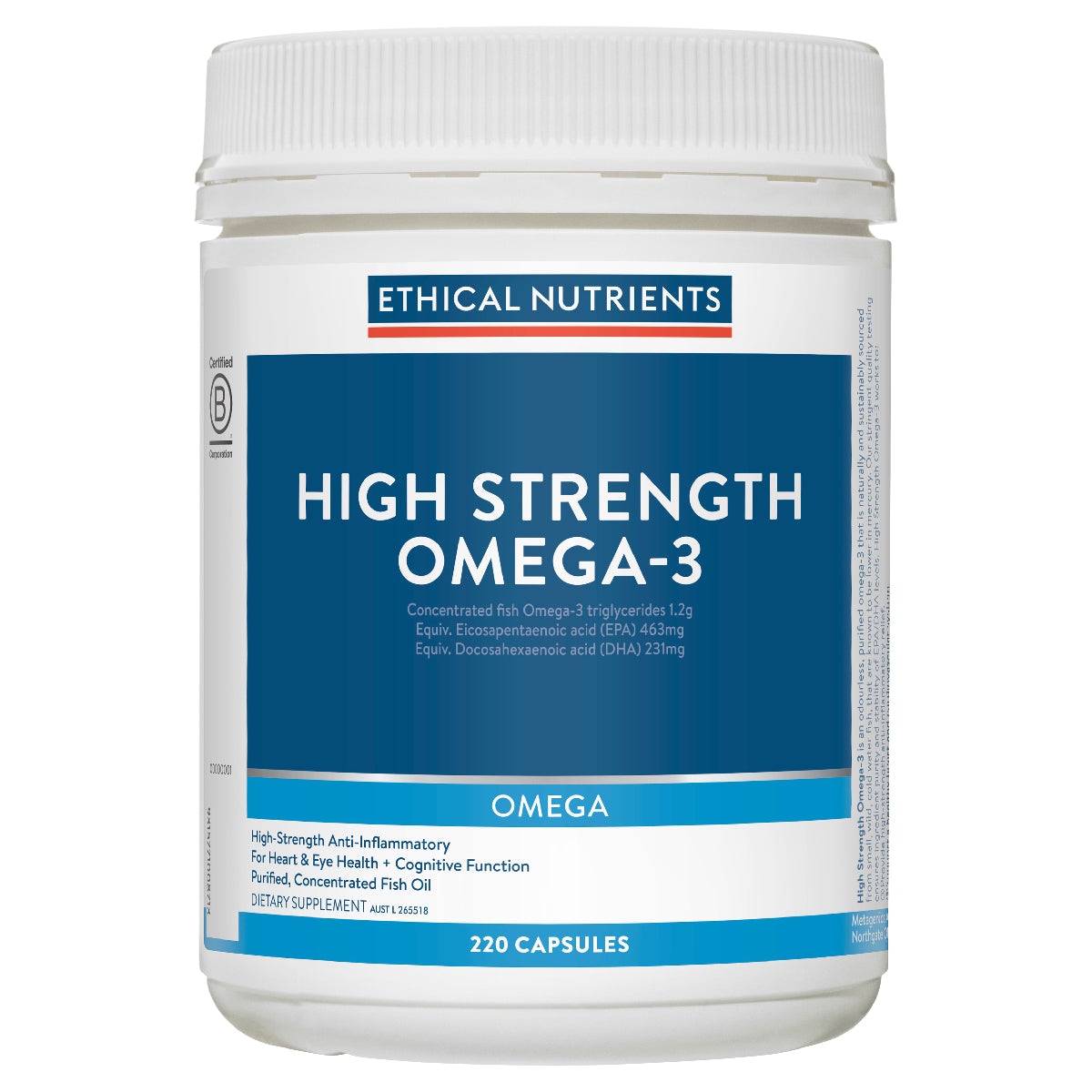 Ethical Nutrients High Strength Omega-3 220 Capsules Australia
