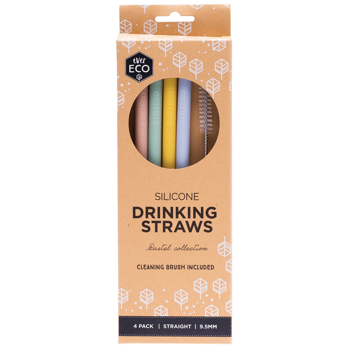 Ever Eco Silicone Drinking Straws Straight Pastel Collection 4 Pack