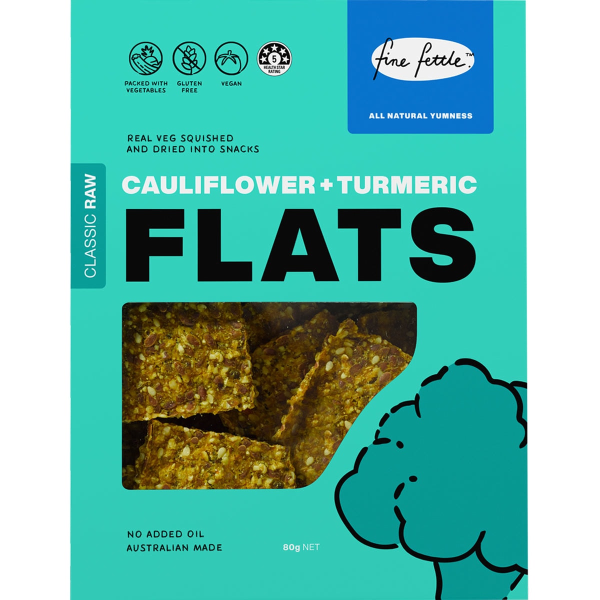 Fine Fettle Foods Cauliflower & Turmeric Flats 80g