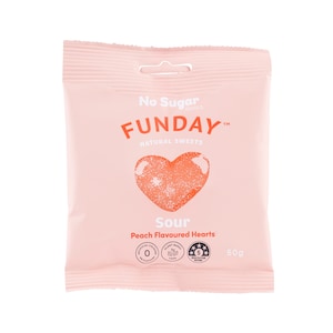 Funday Natural Sweets Gummy Hearts Sour Peach 50g