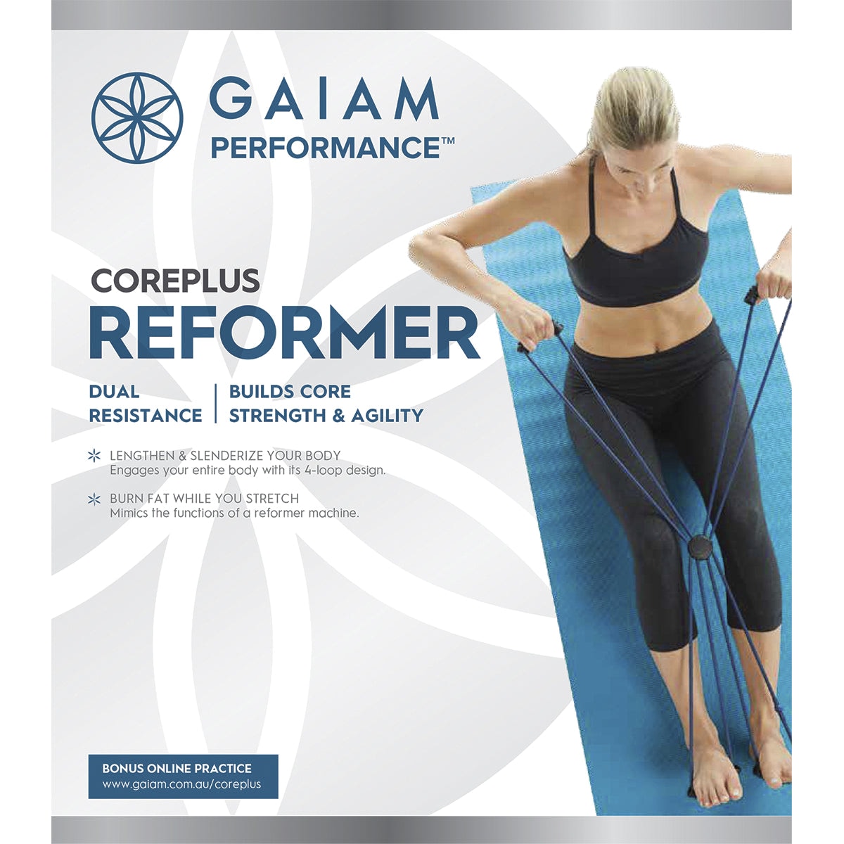 Gaiam Reformer Pilates 4-Loop Design and Multiple Grips Australia