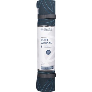 Gaiam Soft Grip Yoga Mat 5mm XL Blue/Teal Flowers