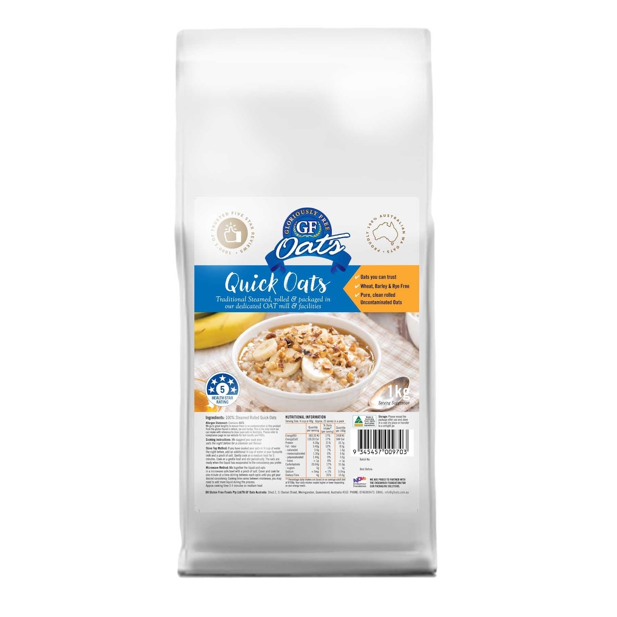 Gloriously Free Quick Oats 1kg
