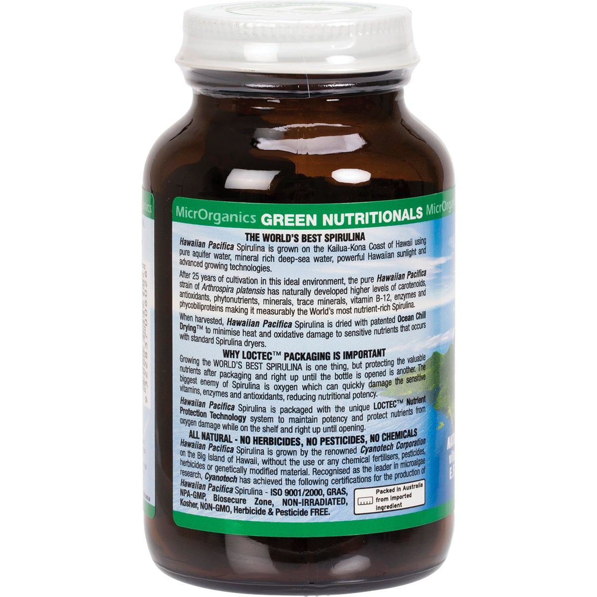 Green Nutritionals Hawaiian Pacifica Spirulina 200 Tablets