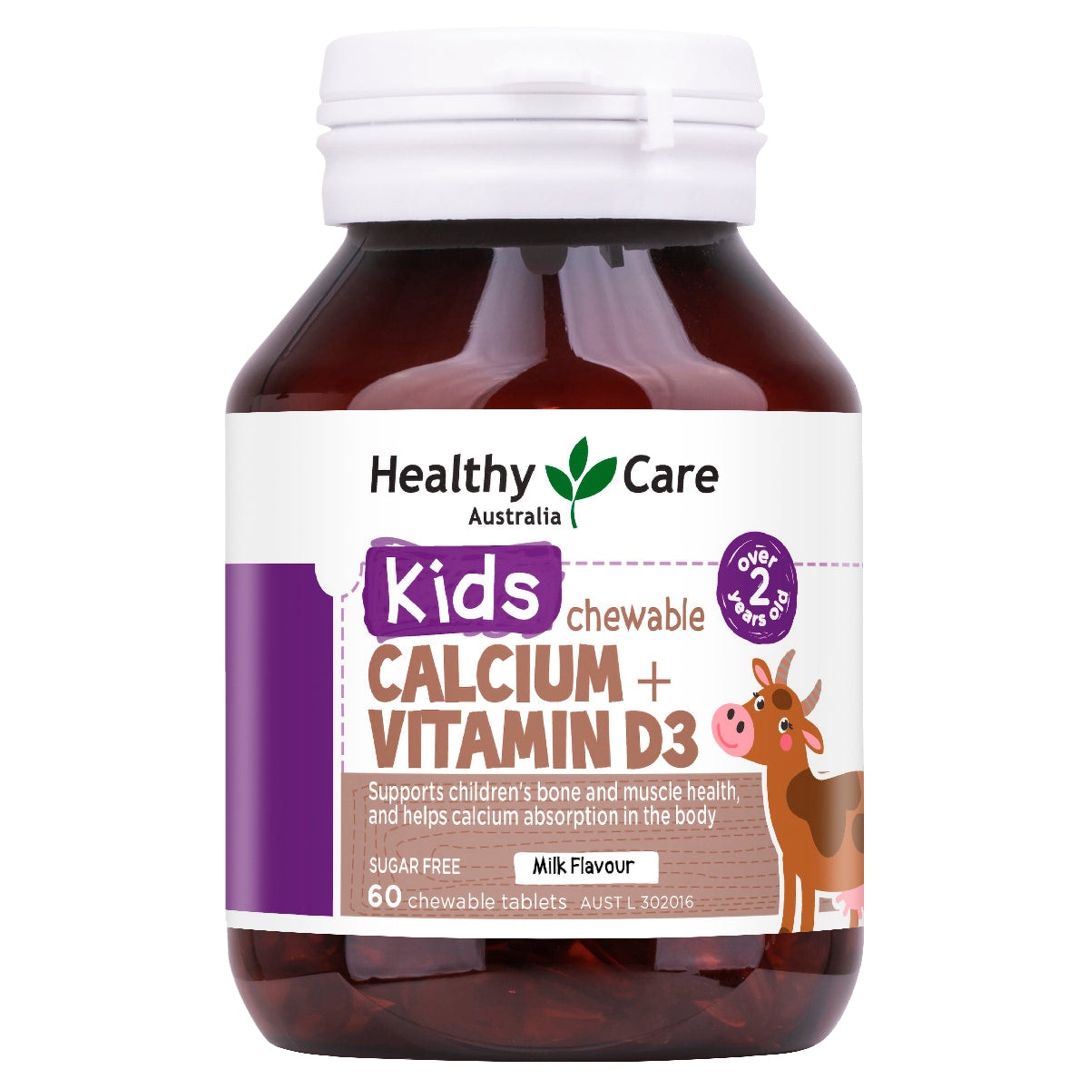 Healthy Care kids Chewable Calcium + Vitamin D3 60 Chewable Tablets Australia