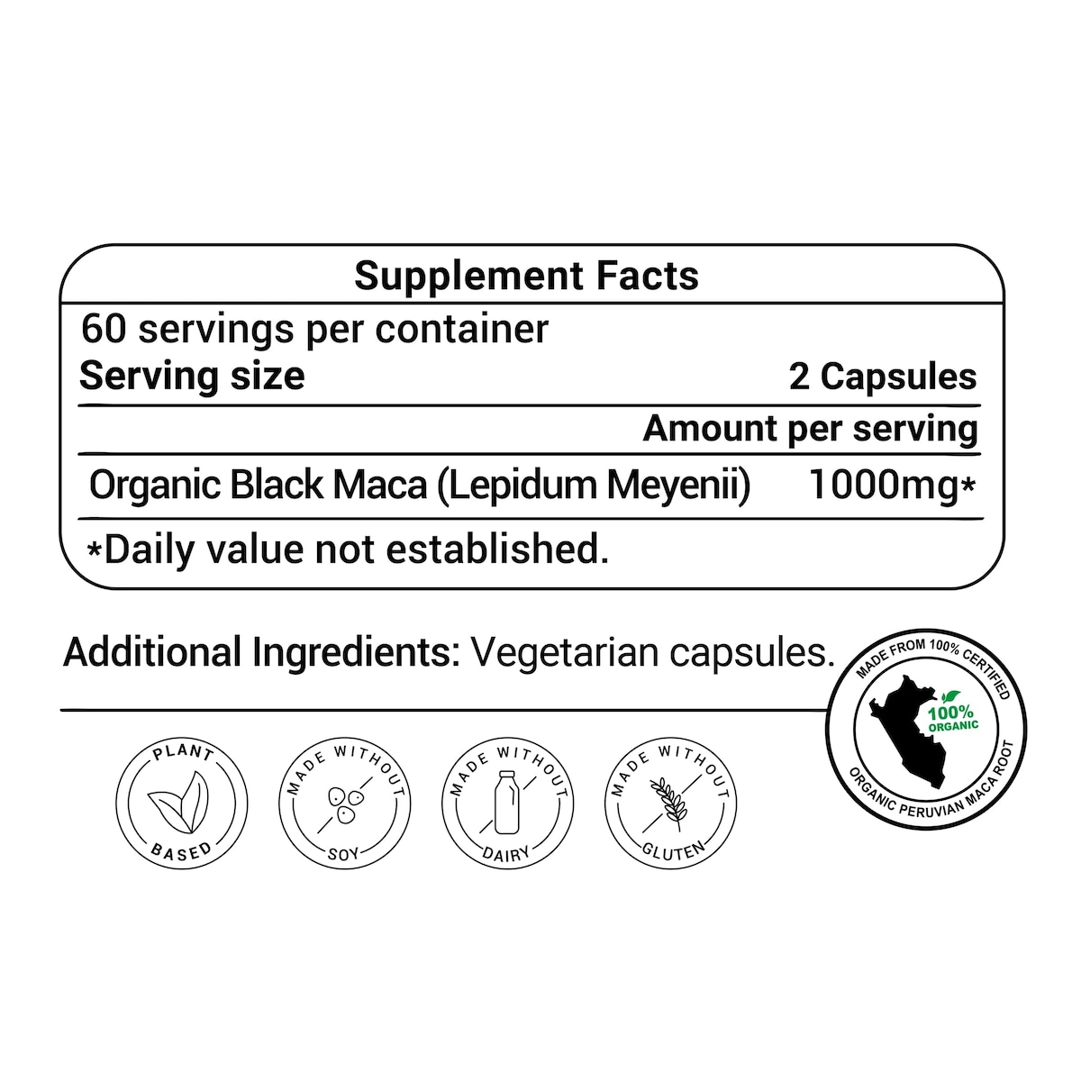 Healthy Llama Organic Black Maca 120 Capsules