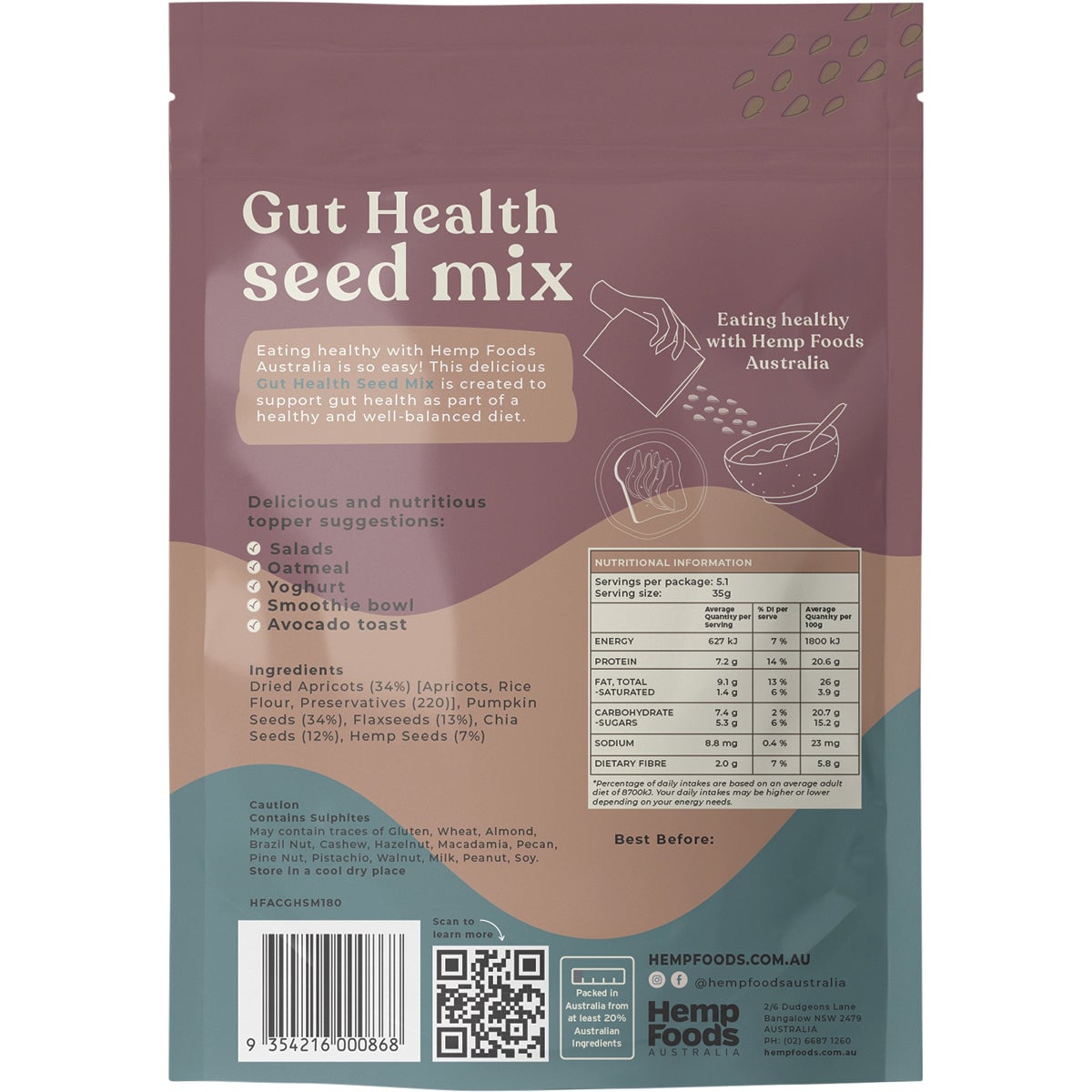 Hemp Foods Australia Gut Health Seed Mix 180g
