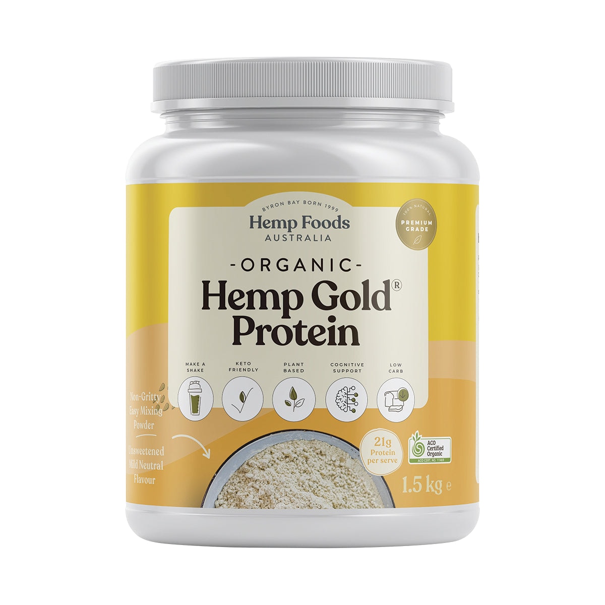 Hemp Foods Australia Organic Hemp Gold Protein 1.5Kg