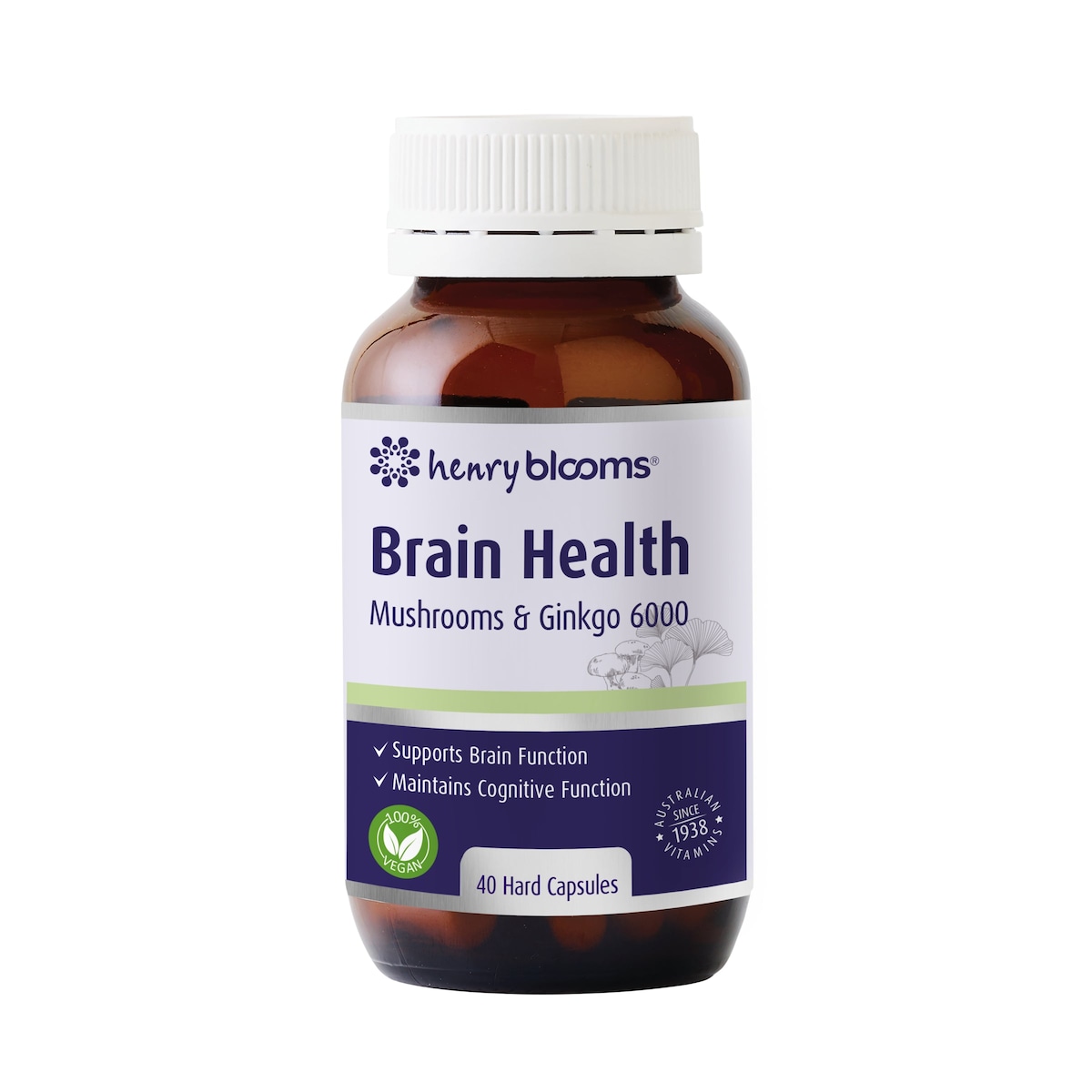 Henry Blooms Brain Health Mushrooms & Ginkgo 6000 40 capsules