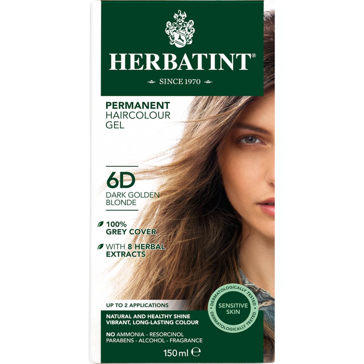 Herbatint Permanent Hair Colour Gel 6D Dark Golden Blonde 150ml