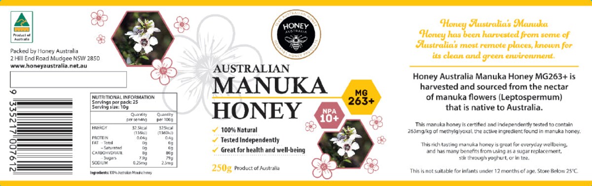 Honey Australia Australian Manuka Honey Mgo 263 250g