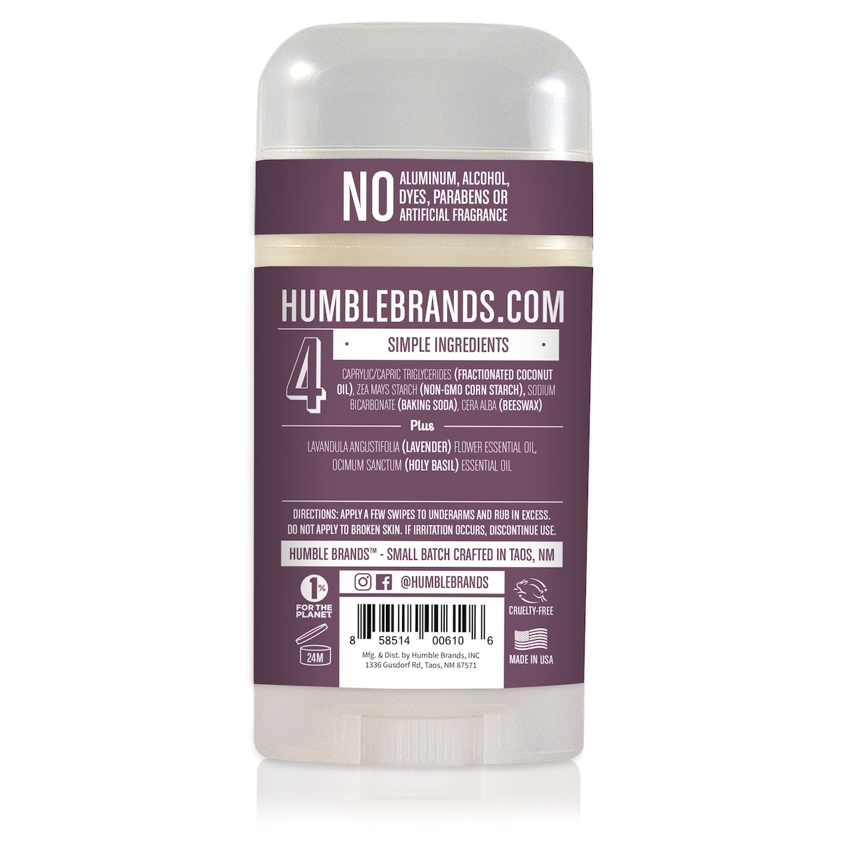 Humble Brands Original Formula Deodorant Lavendar and Holy Basil 70g