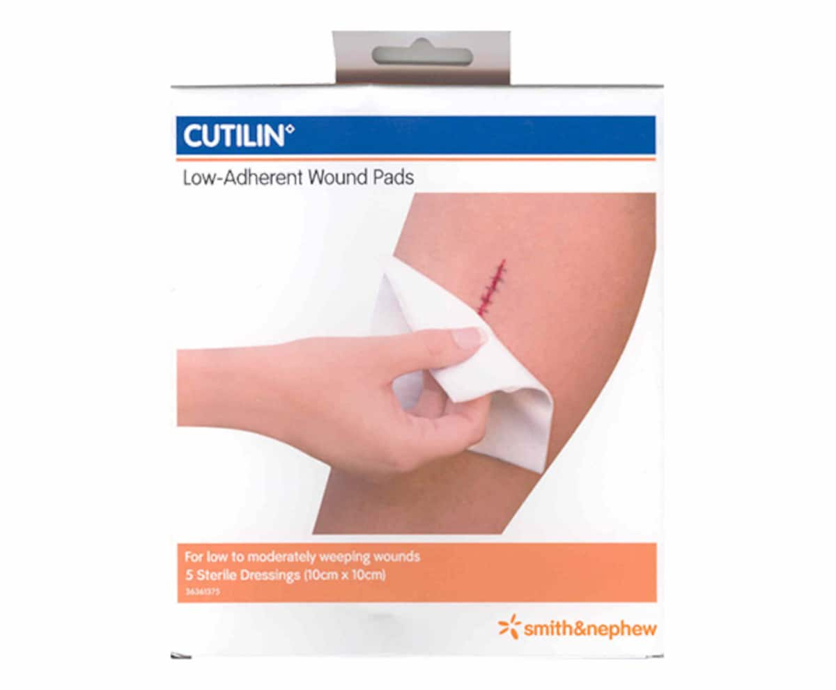 Cutilin Low Adherent Wound Pads 10cm x 10cm 5 Pack by Smith & Nephew